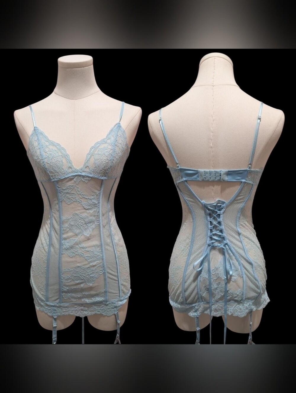Victoria's Secret Baby Blue Lace Slip Dress (XS) ‼️Price is firm for this item‼️